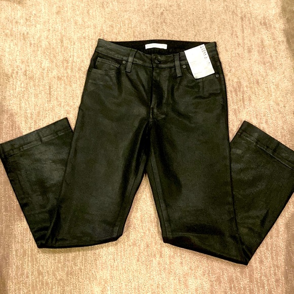 Nine West kick flare high rise cropped coated black jeans, Sz 4 - Picture 1 of 4